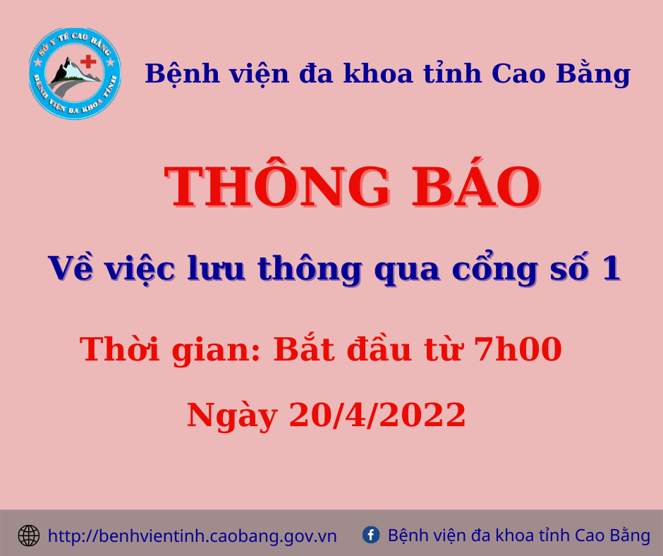 THÔNG BÁO VỀ VIỆC LƯU THÔNG QUA CỔNG SỐ 1