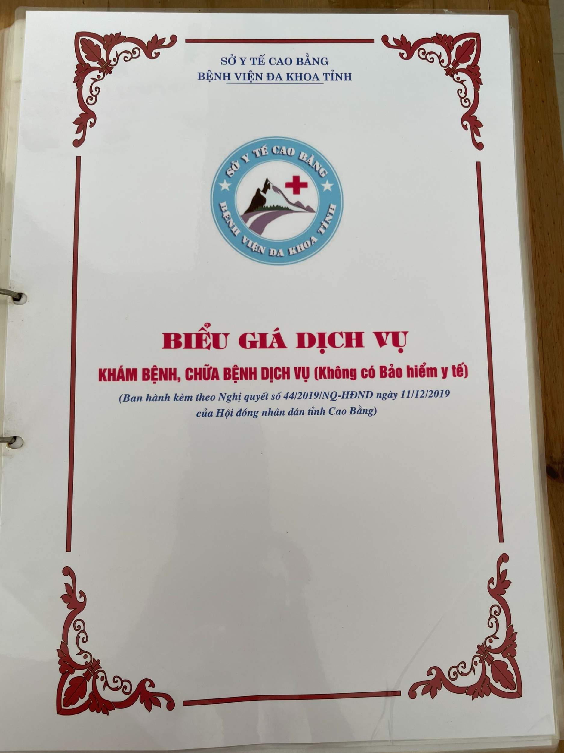 Biểu giá dịch vụ Khám bệnh, chữa bệnh dịch vụ (không có bảo hiểm y tế). (Ban hành kèm theo Nghị quyết số 44/2029/NQ-HĐND ngày 11/12/2019 của Hội đồng nhân dân tỉnh Cao Bằng).